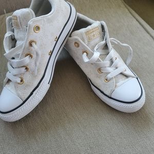 Converse Chuck Taylor All Star Street Slip Kids Sneakers White Gold Size 3